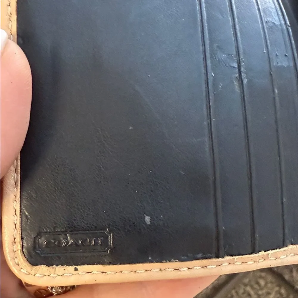 Coach Glossy Black and Tan Wallet